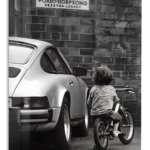Little Rider by the Brick Wall metal wall art print