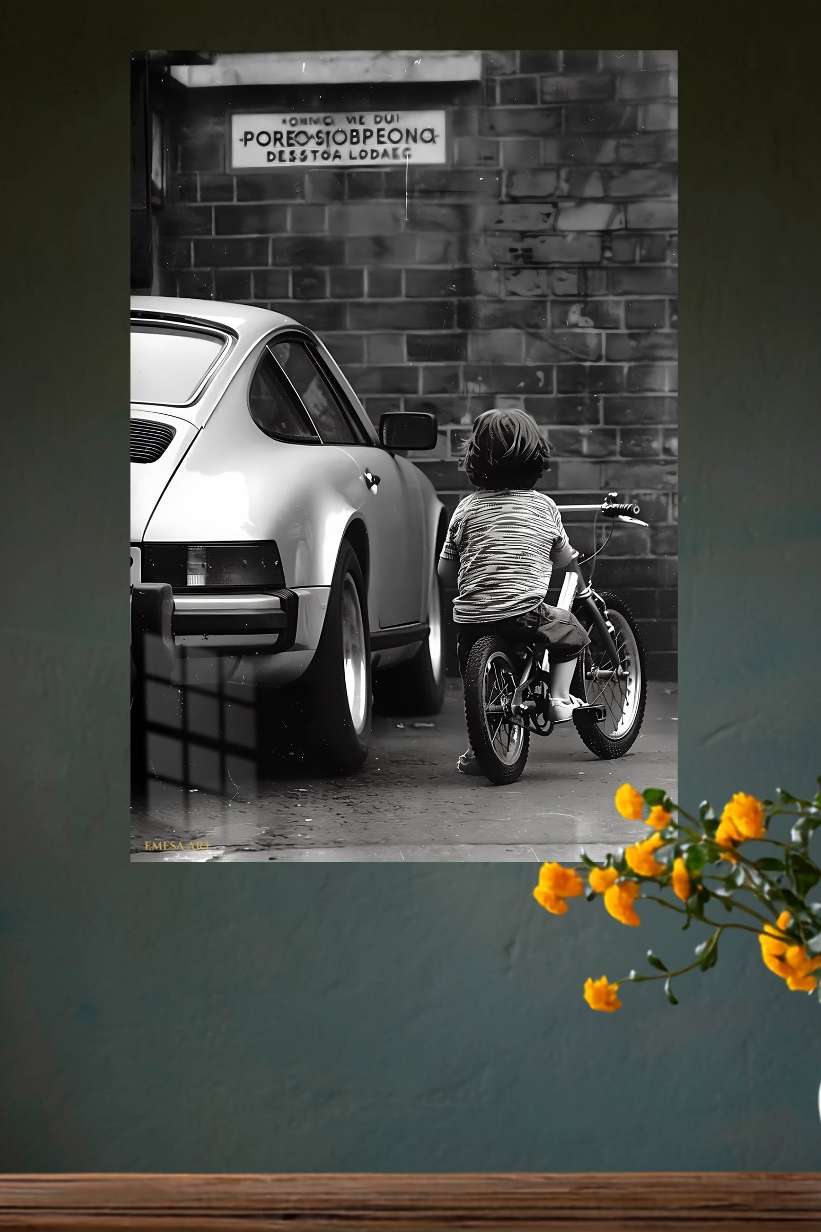 Little Rider by the Brick Wall metal wall art print, view 4