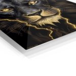 Golden Lightning Lion metal wall art print, view 2