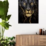 Golden Lightning Lion metal wall art print, view 5