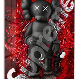 Red Riot X-Eyed Figure metal wall art print