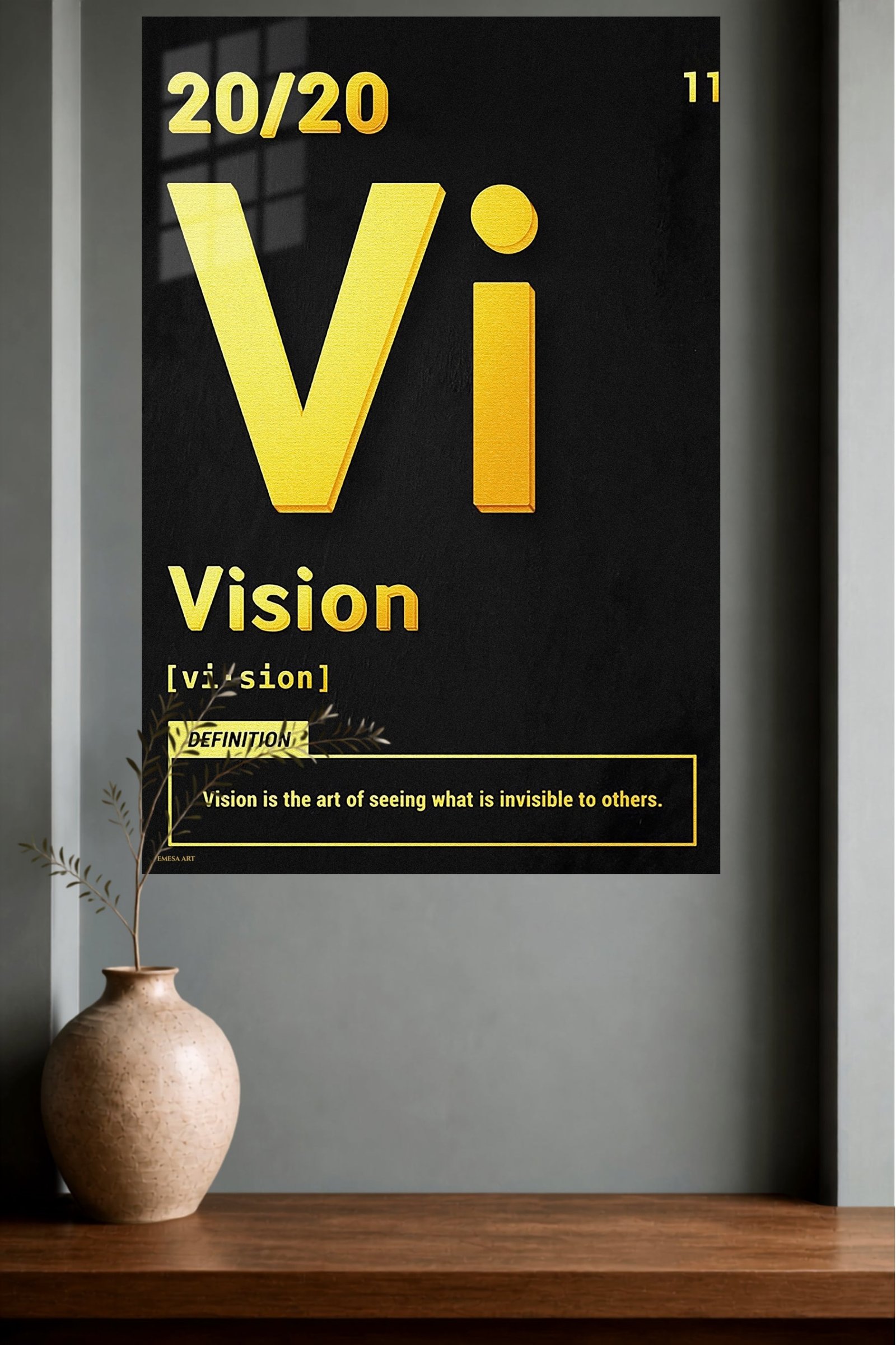 Golden Vision Definition metal wall art print, view 4