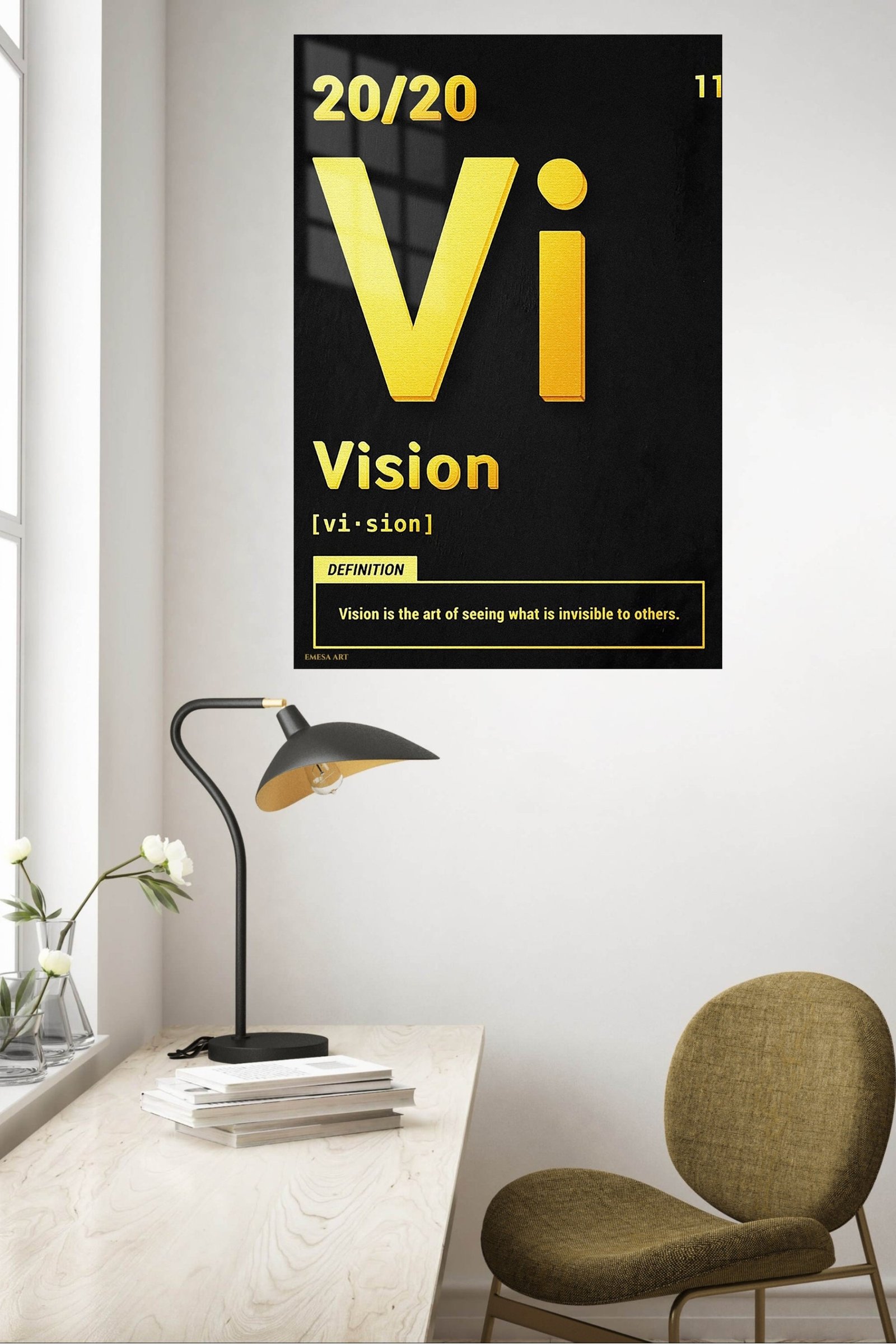 Golden Vision Definition metal wall art print, view 5