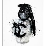 Monochrome Camera Ink Splash metal wall art print