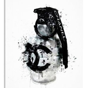 Monochrome Camera Ink Splash metal wall art print
