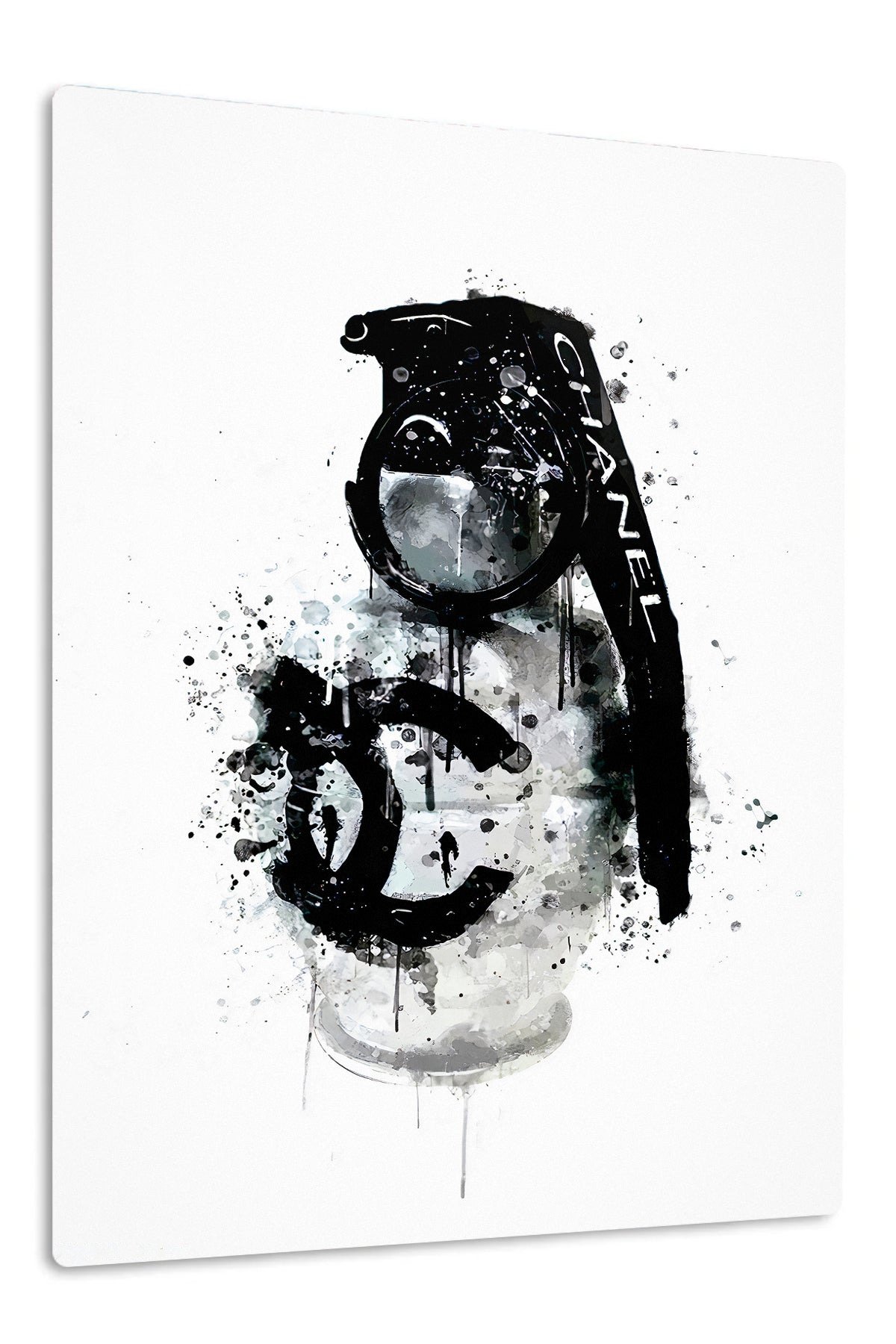 Monochrome Camera Ink Splash metal wall art print