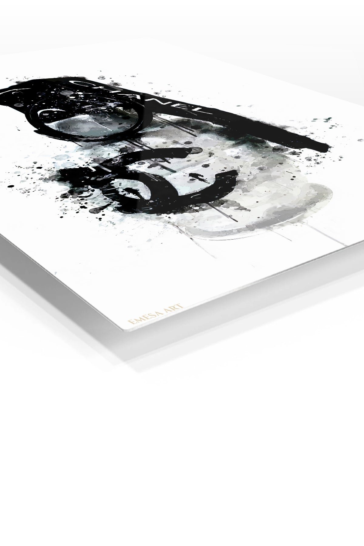 Monochrome Camera Ink Splash metal wall art print, view 2