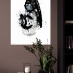 Monochrome Camera Ink Splash metal wall art print, view 4
