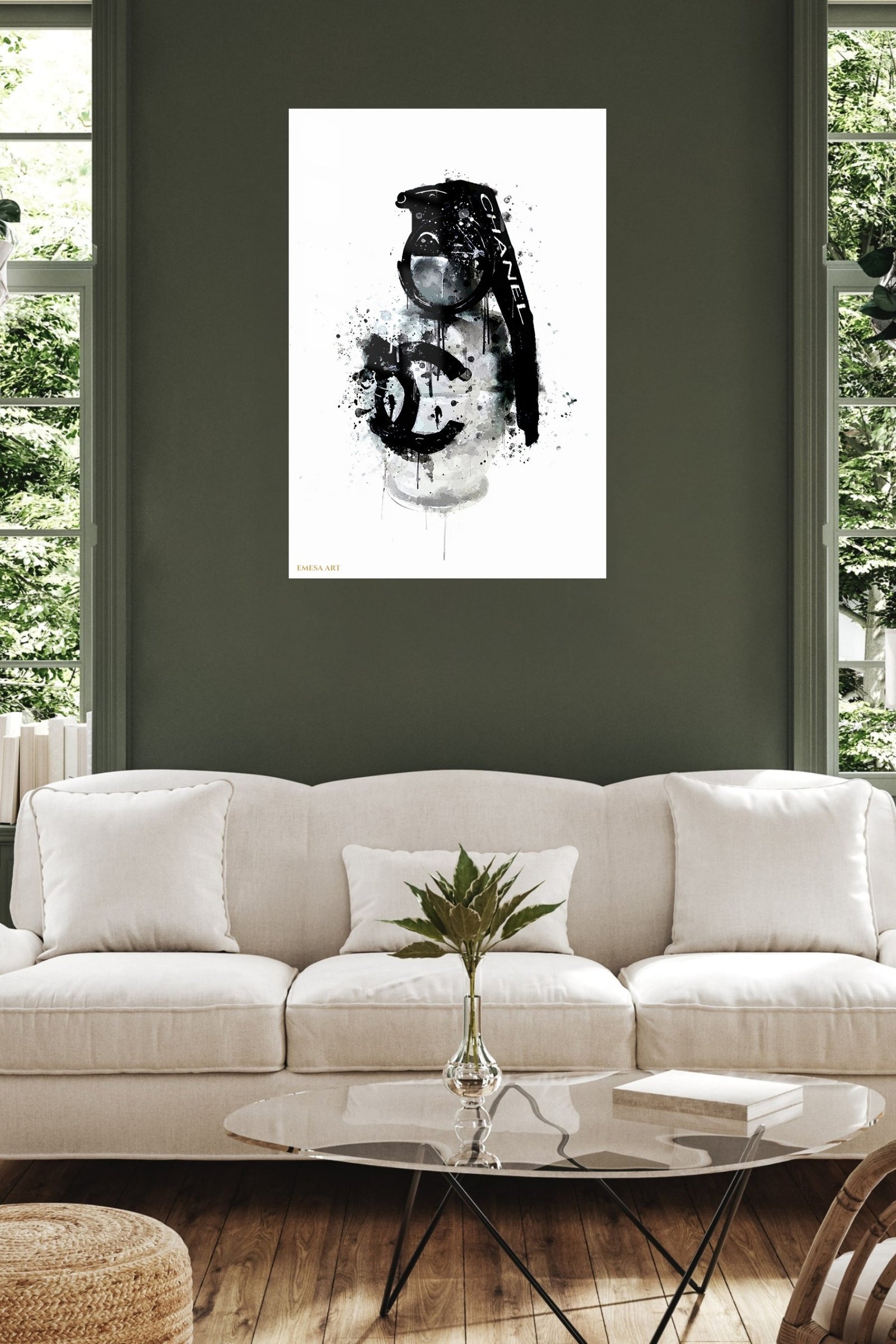 Monochrome Camera Ink Splash metal wall art print, view 5