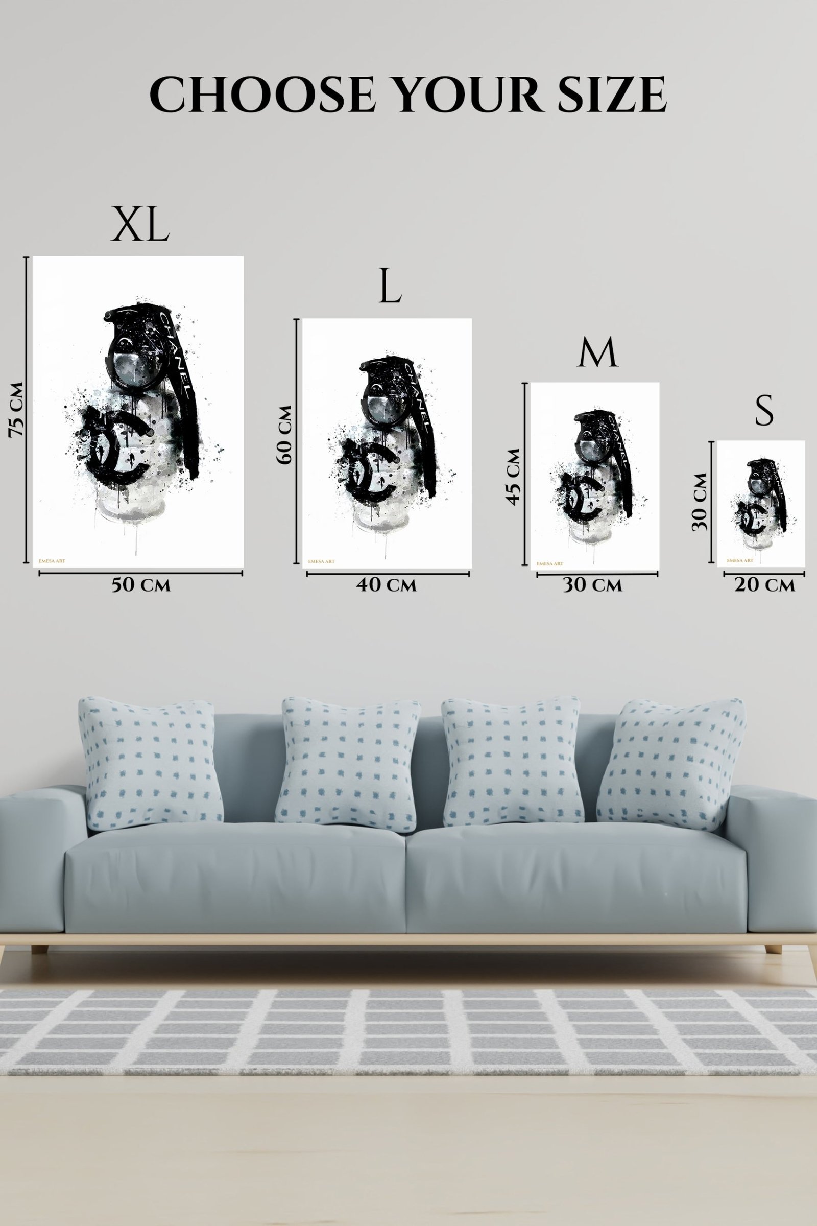 Monochrome Camera Ink Splash metal wall art print, view 6