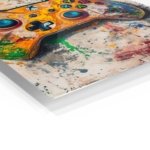 Orange Gaming Controller Splash metal wall art print, view 2