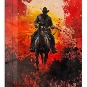 Sunset Outlaw Rider metal wall art print