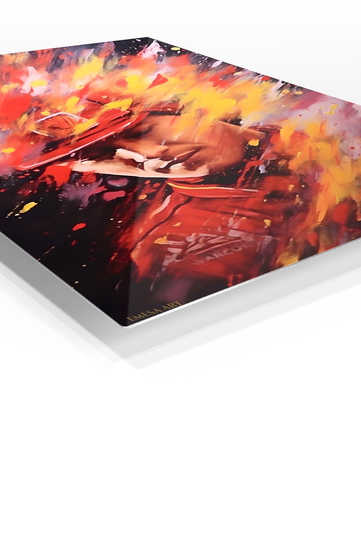 Fiery Baseball Player Portrait metal wall art print, view 2