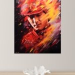Fiery Baseball Player Portrait metal wall art print, view 4