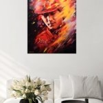 Fiery Baseball Player Portrait metal wall art print, view 5