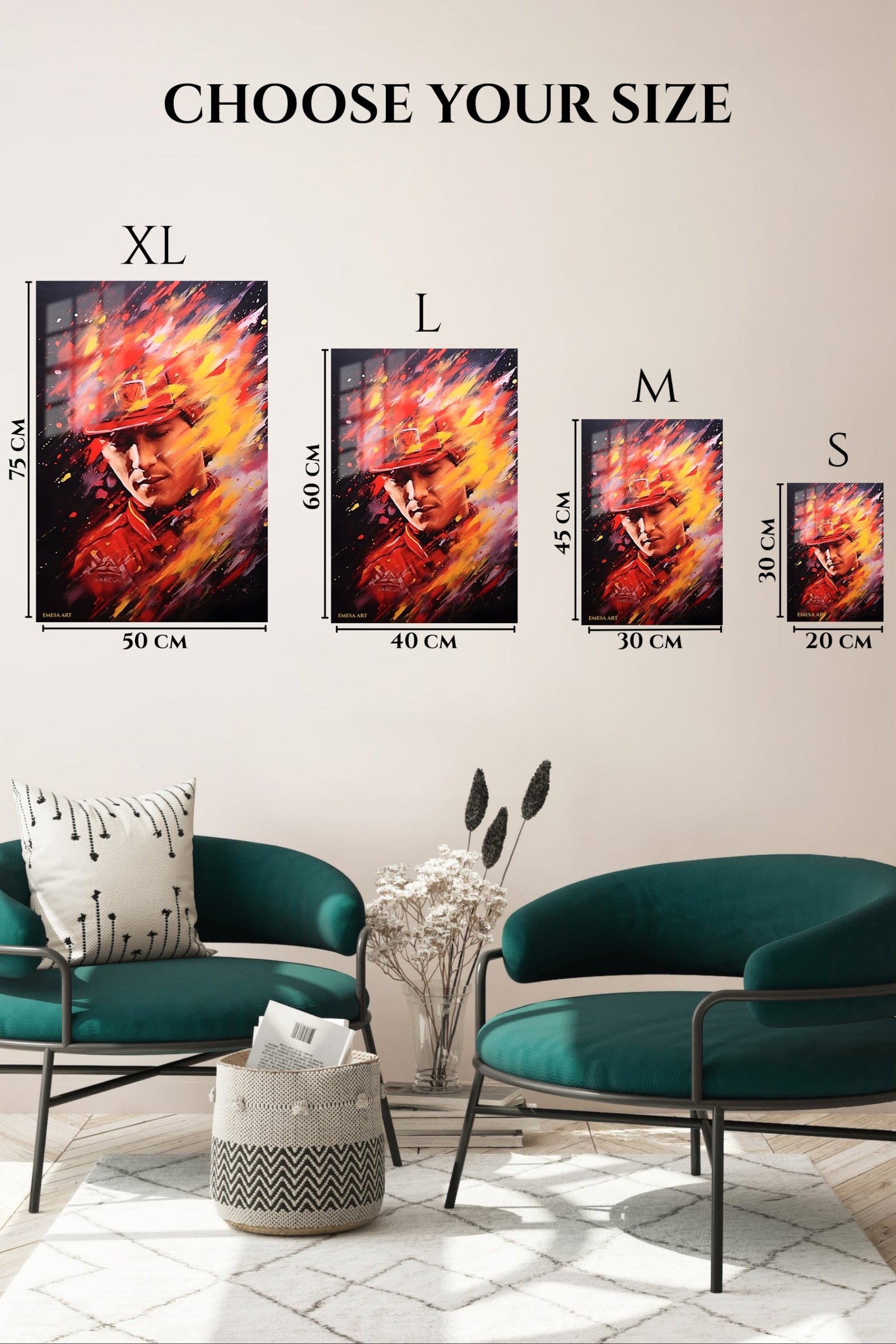 Fiery Baseball Player Portrait metal wall art print, view 6