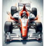 Red and Silver Formula Race Car metal wall art print