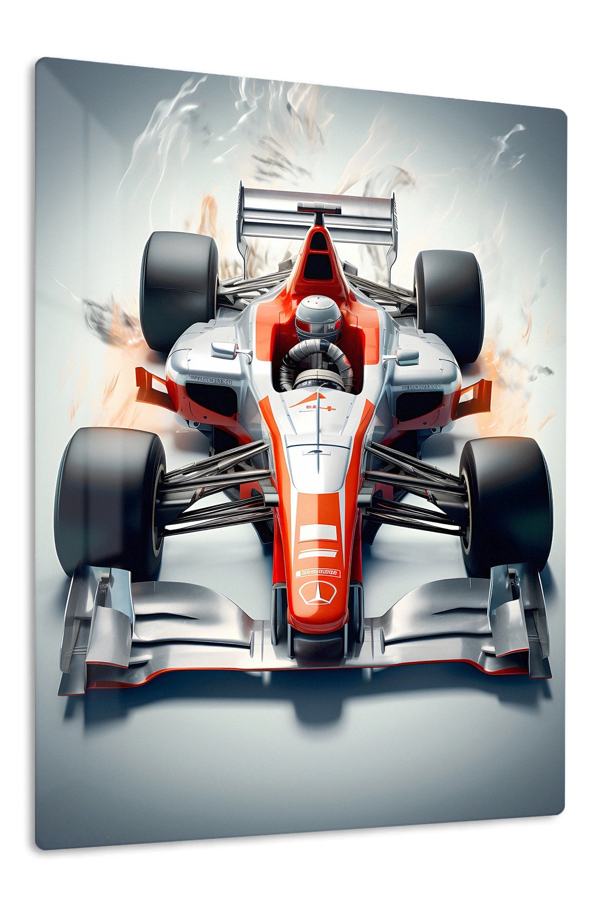 Red and Silver Formula Race Car metal wall art print