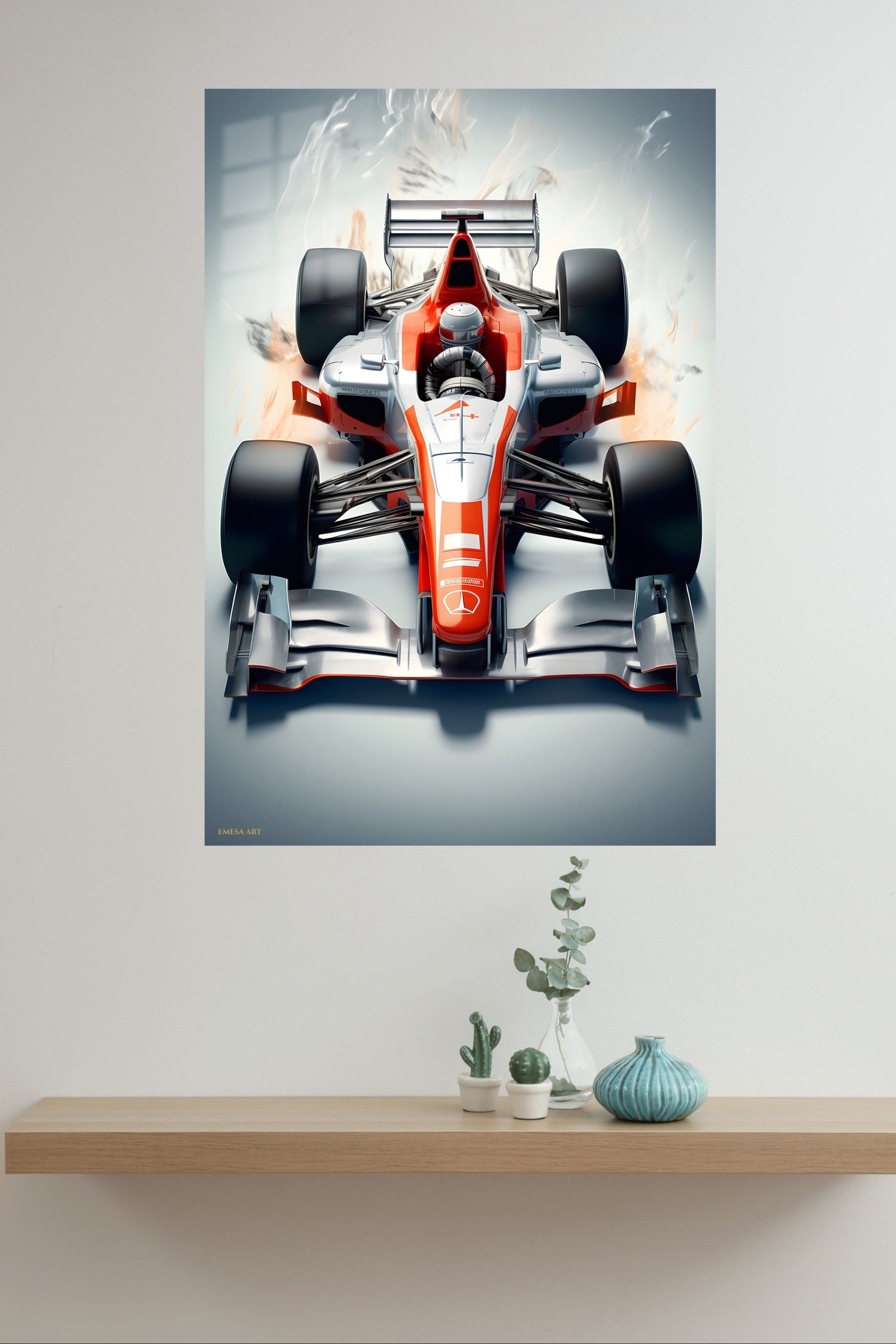 Red and Silver Formula Race Car metal wall art print, view 4