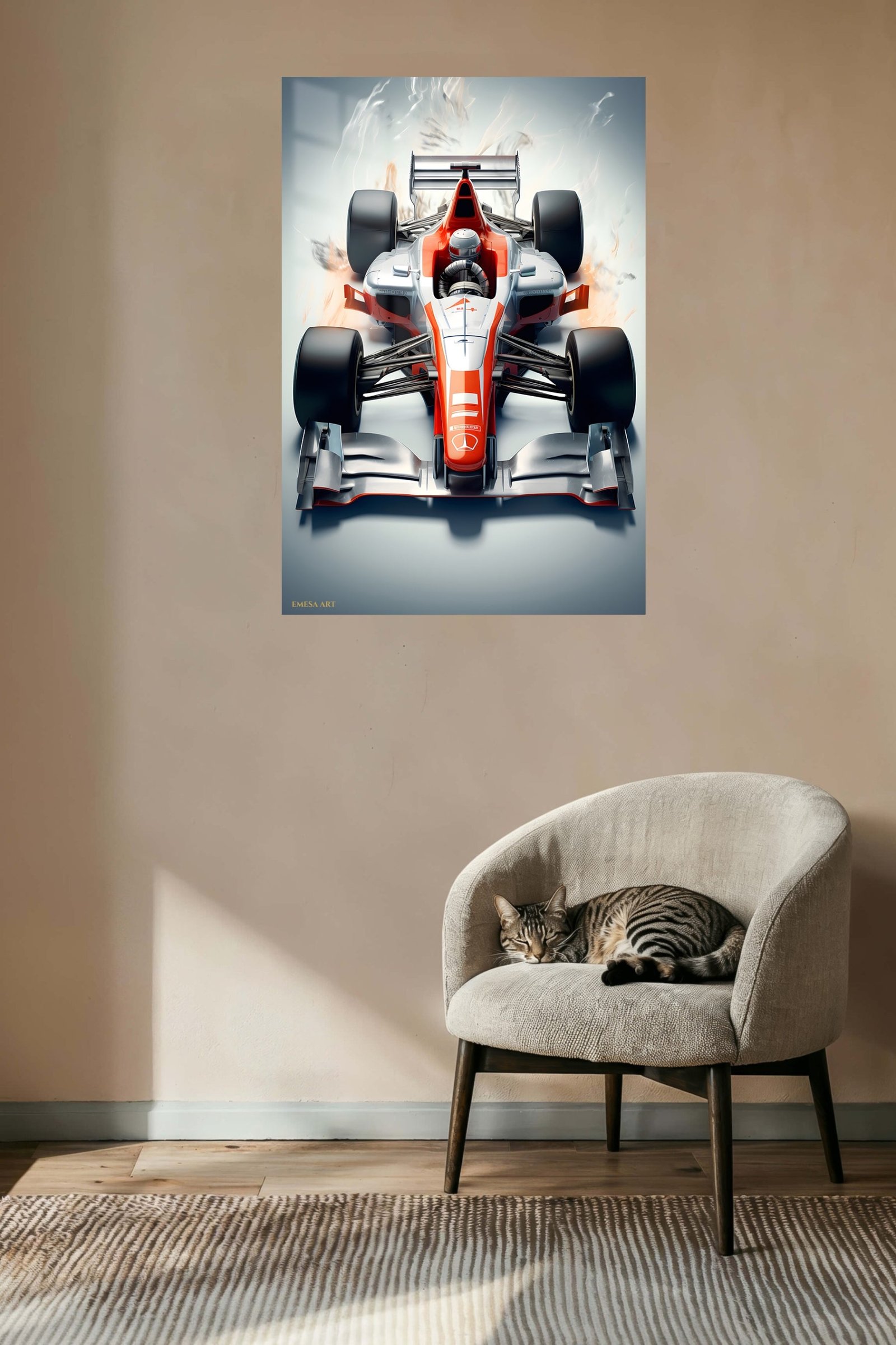 Red and Silver Formula Race Car metal wall art print, view 5