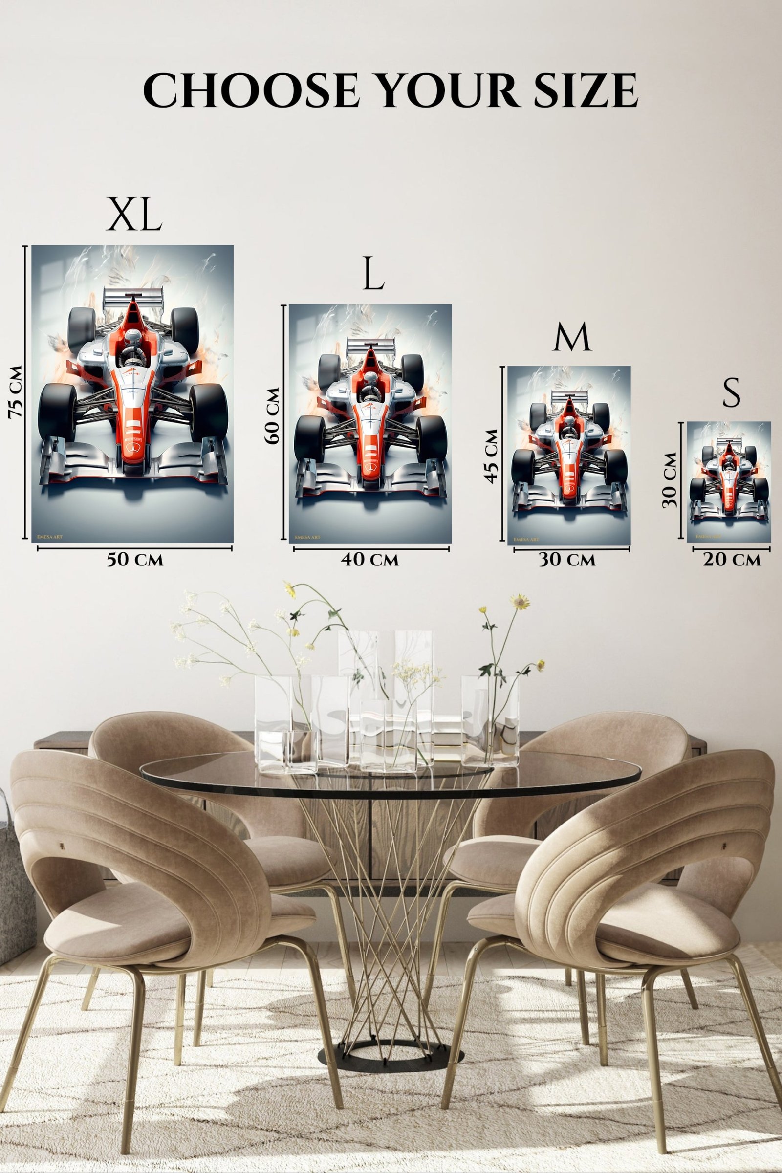 Red and Silver Formula Race Car metal wall art print, view 6