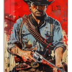 Red Frontier Gunslinger metal wall art print