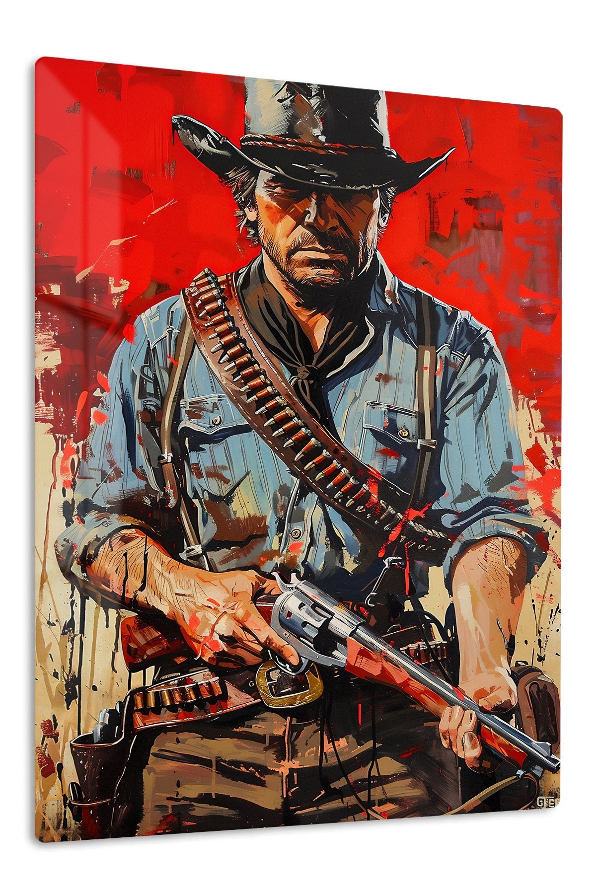 Red Frontier Gunslinger metal wall art print