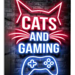 Cats and Gaming Neon Sign metal wall art print
