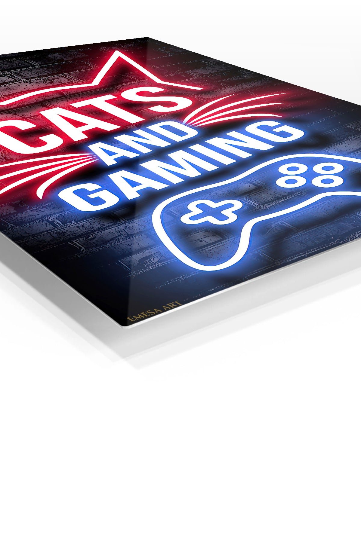 Cats and Gaming Neon Sign metal wall art print, view 2