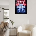 Cats and Gaming Neon Sign metal wall art print, view 5