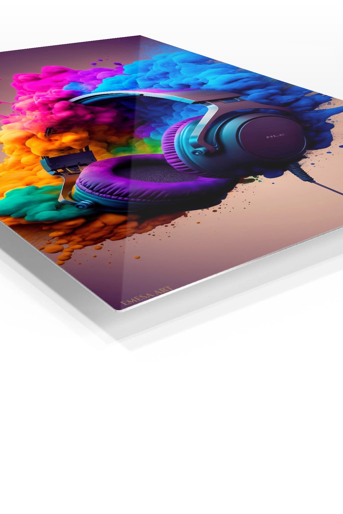 Headphones in a Color Cloud metal wall art print, view 2