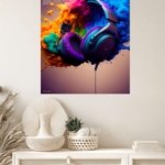 Headphones in a Color Cloud metal wall art print, view 4