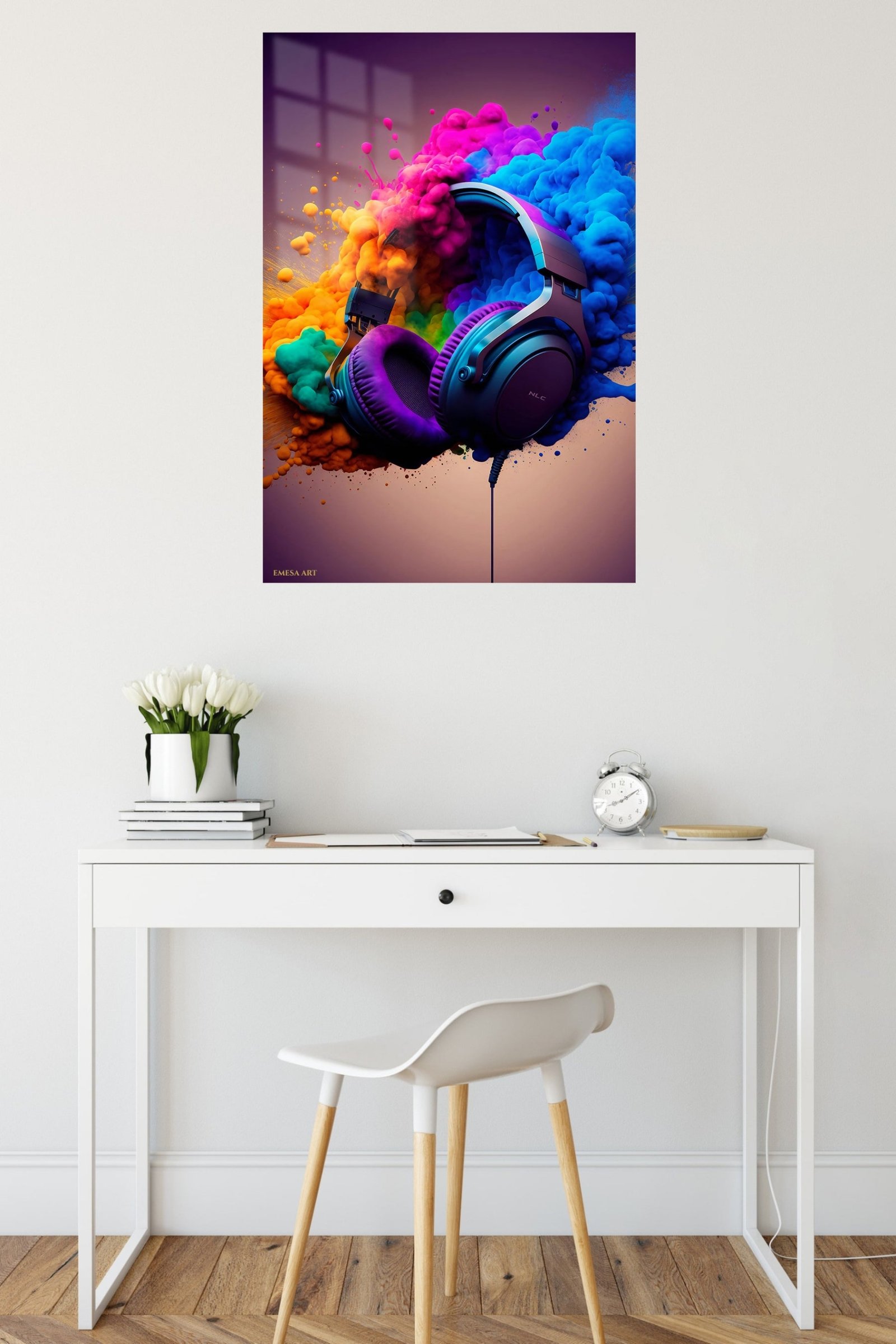 Headphones in a Color Cloud metal wall art print, view 5