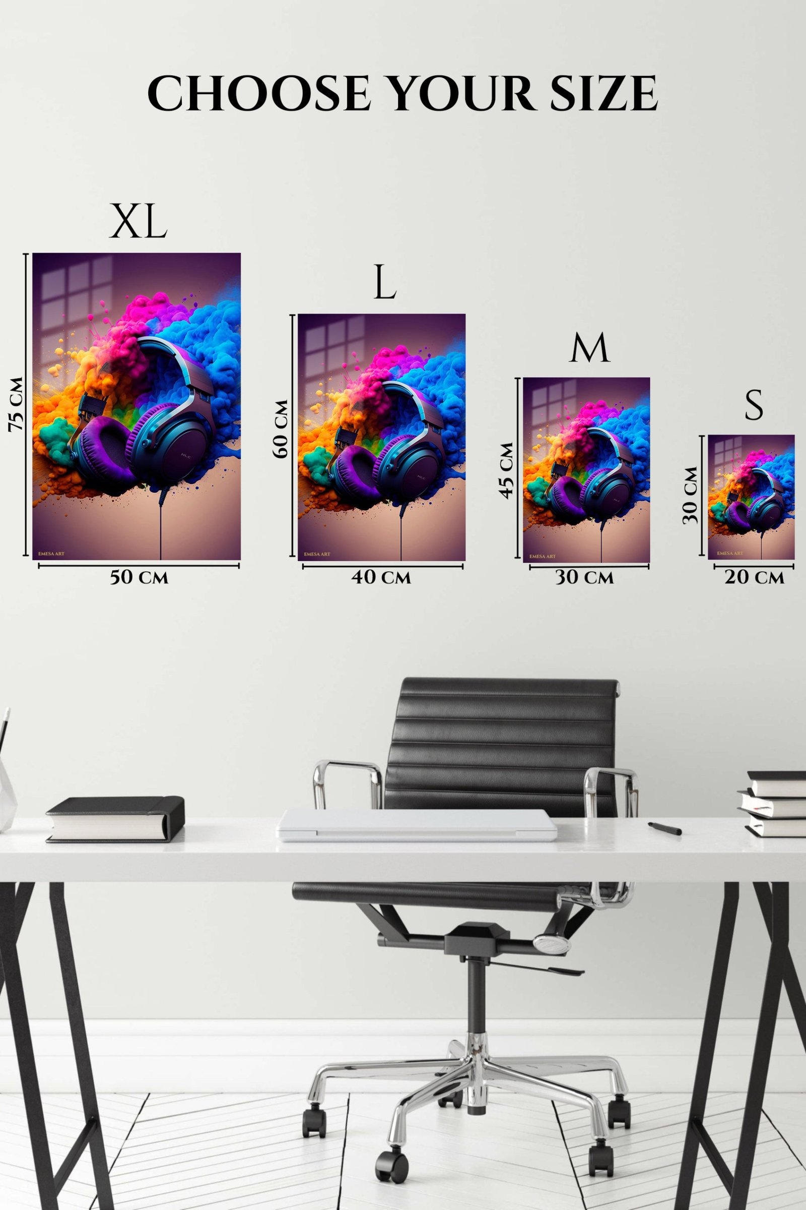Headphones in a Color Cloud metal wall art print, view 6