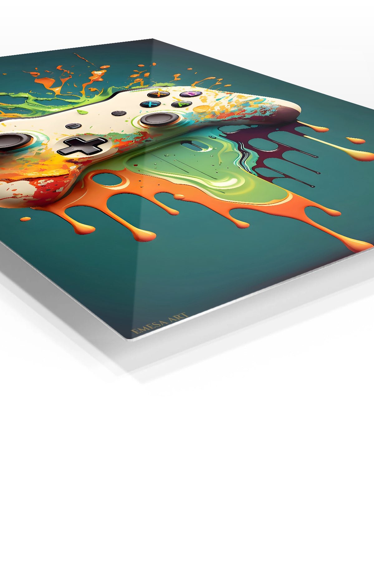 Color Splash Game Controller metal wall art print, view 2