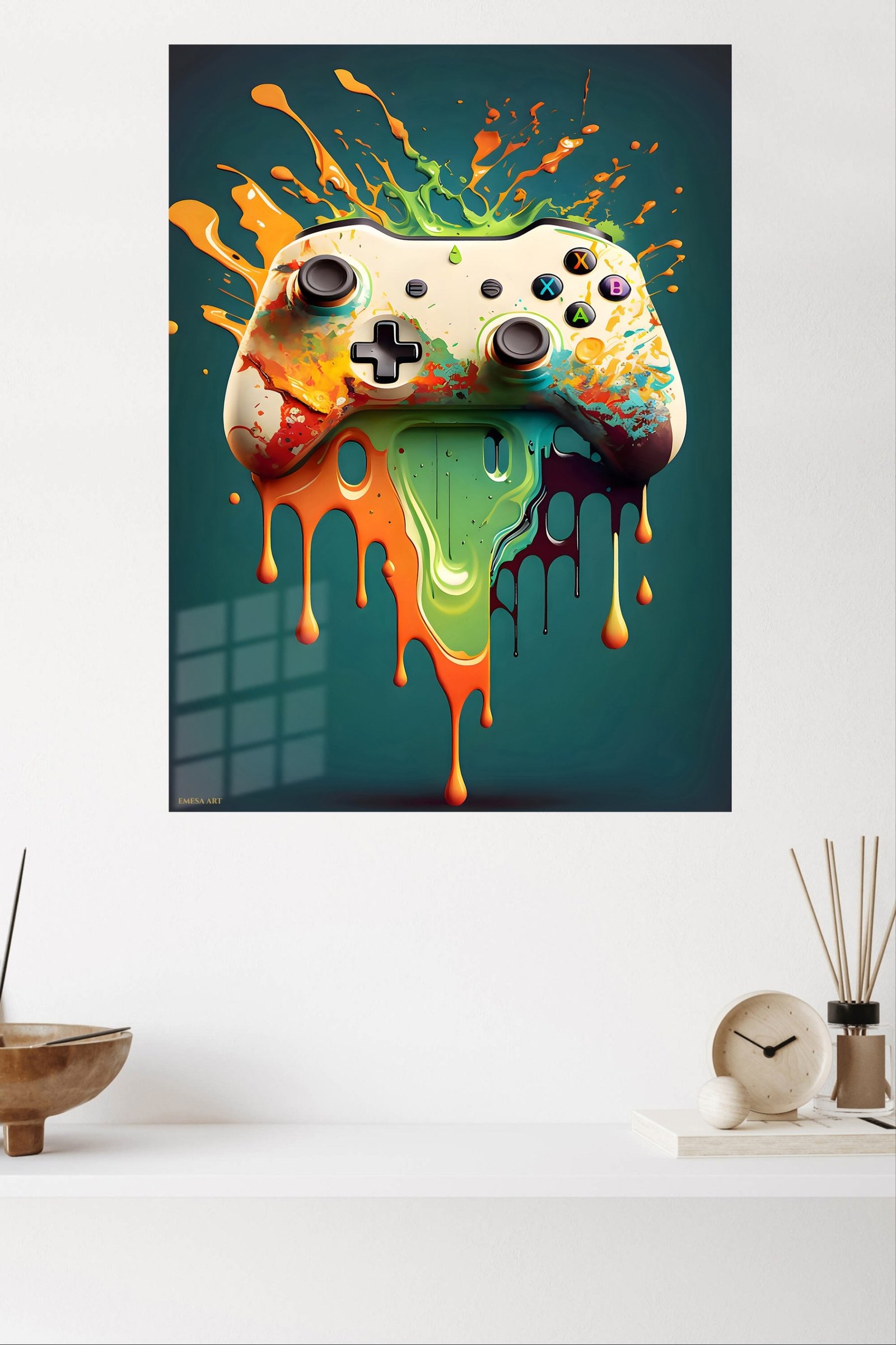 Color Splash Game Controller metal wall art print, view 4