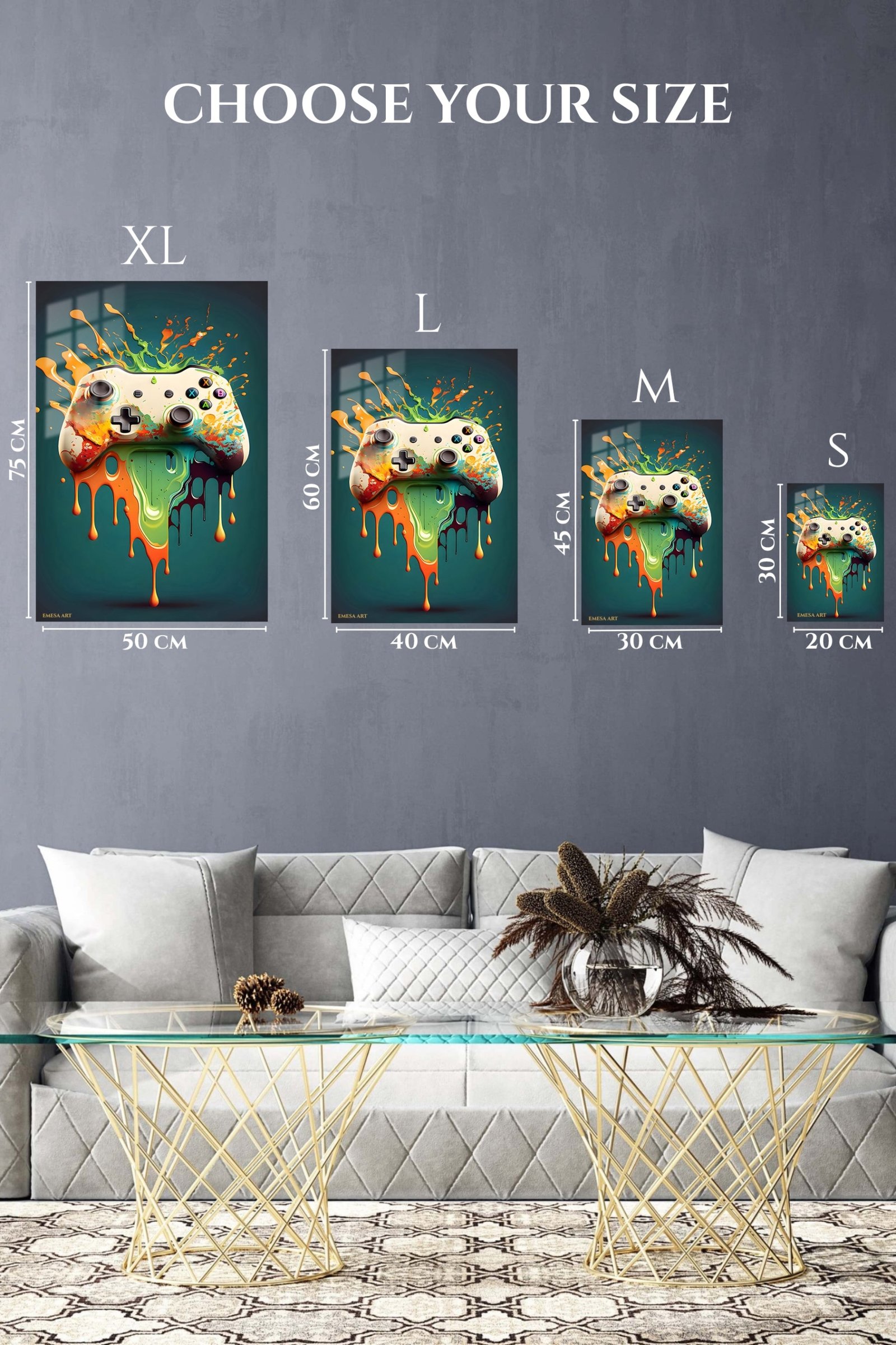 Color Splash Game Controller metal wall art print, view 6