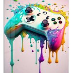 Color Splash Game Controller metal wall art print