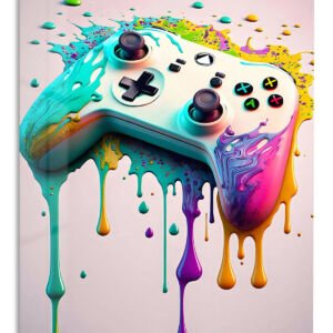 Color Splash Game Controller metal wall art print
