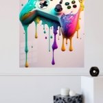 Color Splash Game Controller metal wall art print, view 4