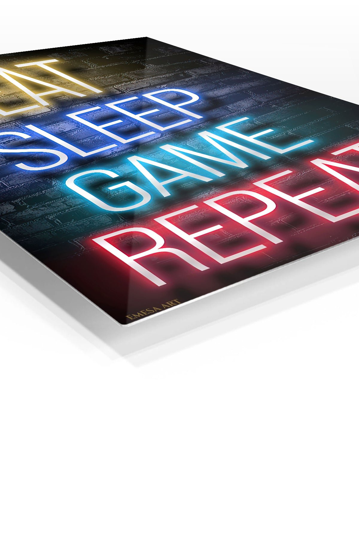 Eat Sleep Game Repeat Neon Sign metal wall art print, view 2