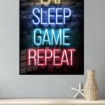 Eat Sleep Game Repeat Neon Sign metal wall art print, view 4