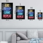 Eat Sleep Game Repeat Neon Sign metal wall art print, view 6