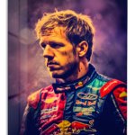 Dramatic Motorsport Driver Portrait metal wall art print