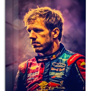 Dramatic Motorsport Driver Portrait metal wall art print