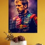 Dramatic Motorsport Driver Portrait metal wall art print, view 4