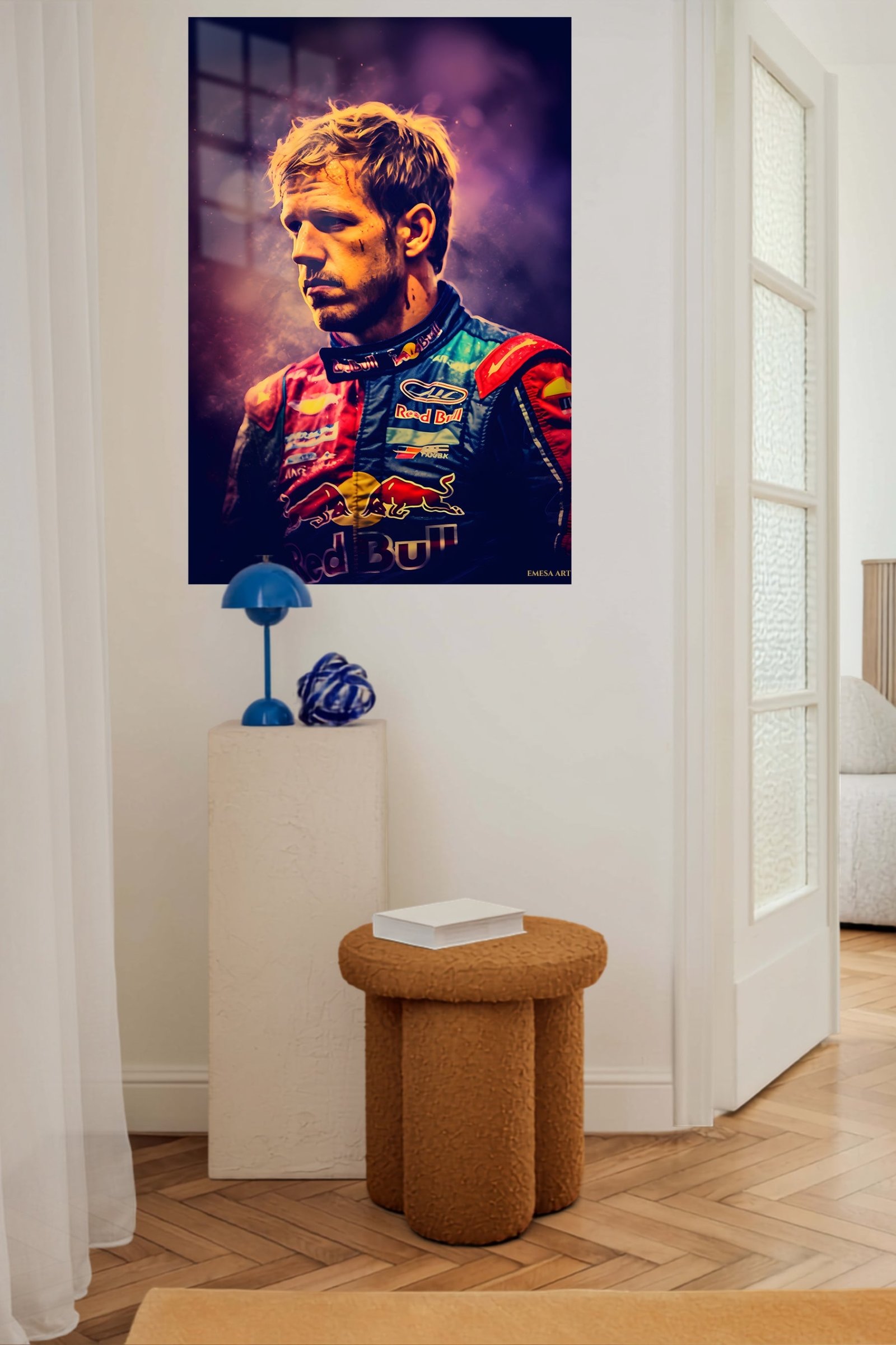 Dramatic Motorsport Driver Portrait metal wall art print, view 5
