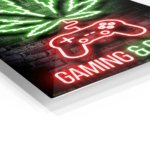 Gaming and Chill Neon Leaf metal wall art print, view 2