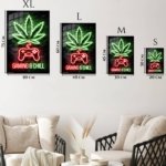Gaming and Chill Neon Leaf metal wall art print, view 6