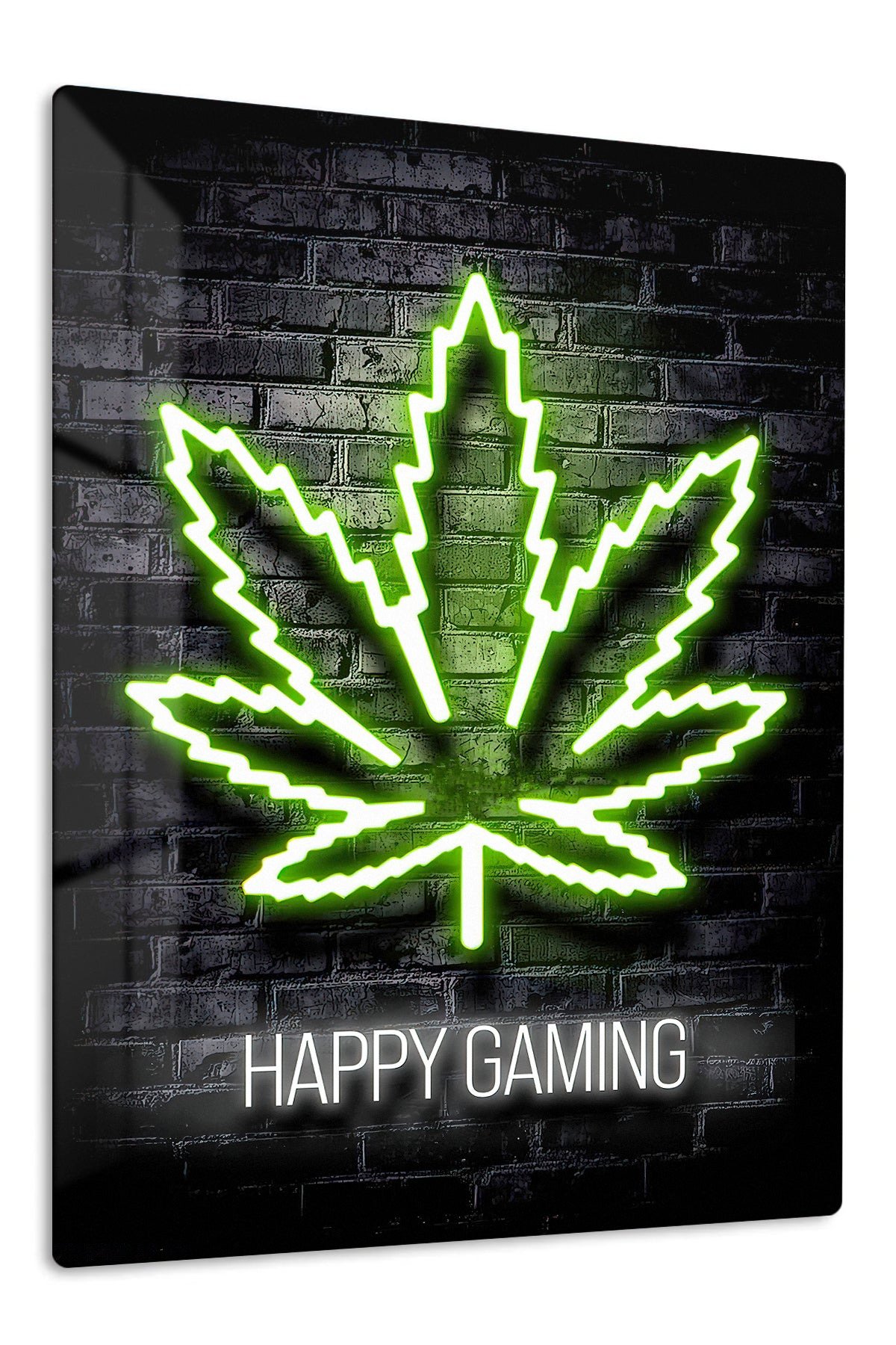 Happy Gaming Neon Emblem metal wall art print
